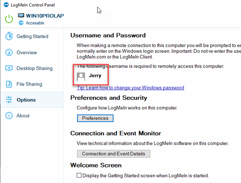 logmein username and password