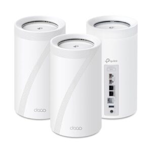 TP-Link BE85 Tri-Band WiFi 7 BE22000 Whole Home Mesh System - 12-Stream 22 Gbps, 2x 10G + 2x 2.5G Ports Wired Backhaul, 8x High-Gain Antennas, VPN, AI-Roaming, 4x4 MU-MIMO, HomeShield(3-Pack)